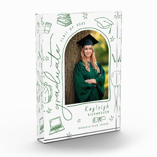 Foto für den grünen Retro-handgezogenen Abschluss (Links)