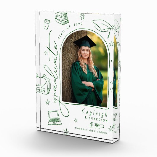 Foto für den grünen Retro-handgezogenen Abschluss (Rechts)