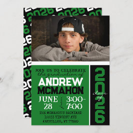 Foto für den grünen und schwarzen Abschluss Einladung