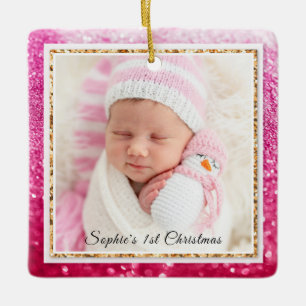 Foto für den Lila Glitzer des Babys Keramikornament