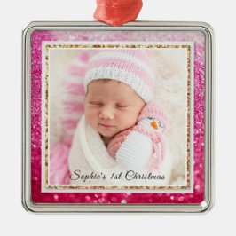 Foto für den Lila Glitzer des Babys Ornament Aus Metall
