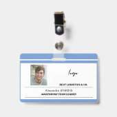 Foto für den Mitarbeiternamen Logo-Barcode Ausweis (Vorderseite mit Clip)