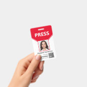 Foto für den Pressepass und QR-Code-ID-Abzeichen Ausweis (Handheld)