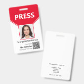 Foto für den Pressepass und QR-Code-ID-Abzeichen Ausweis (Vorder- & Rückseite)