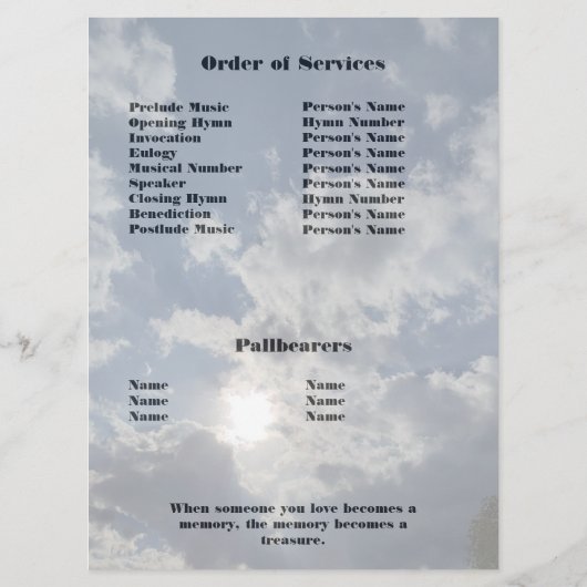 Foto für den Sun- und Clouds-Gedächtnisdienst | Ko Programm (Rückseite)