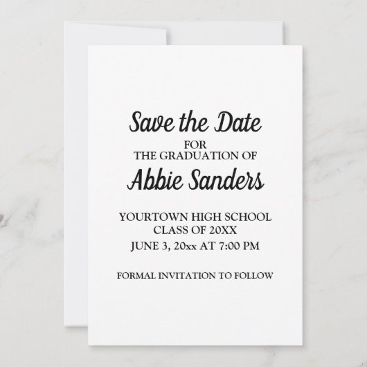 Foto für den weißen benutzerdefinierten Abschluss Einladung (Rückseite)