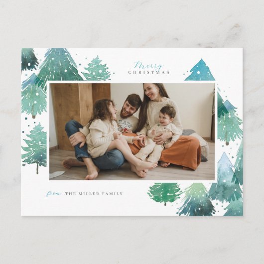 Foto für den Winterwald - Aquarellbahn Postkarte (Vorderseite)