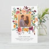 Foto für die Blume im Herbst Save the Date Einladung (Stehend Vorderseite)