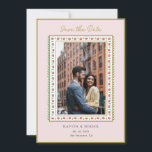 Foto für die Blume von Aquarellen Save the Date<br><div class="desc">Elegante ethnische Hand bemalt Aquarell Blumenrahmen auf einem hellrosa Hintergrund Hochzeit Speichern Sie die Date-Karte mit Paaren Foto.</div>