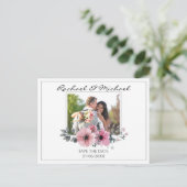 Foto für die Blumenbearbeitung Save the Date Postkarte (Stehend Vorderseite)