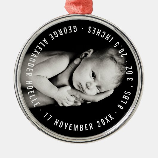 Foto für die erste Weihnachtskreuzung des Babys Ornament Aus Metall (Vorne)
