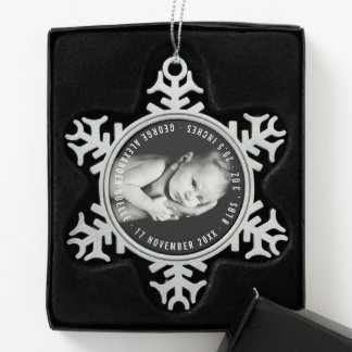 Foto für die erste Weihnachtskreuzung Schneeflocken Zinn-Ornament