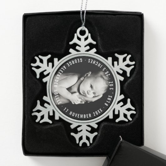 Foto für die erste Weihnachtskreuzung Schneeflocken Zinn-Ornament (Box)
