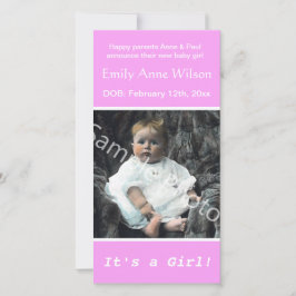 Foto für die Geburt eines Kindes rosa Ankündigung. Ankündigung