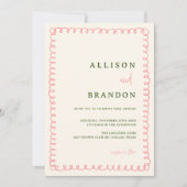 Foto für die Hochzeit von Hand Rosa und Grün Einladung (Vorderseite)