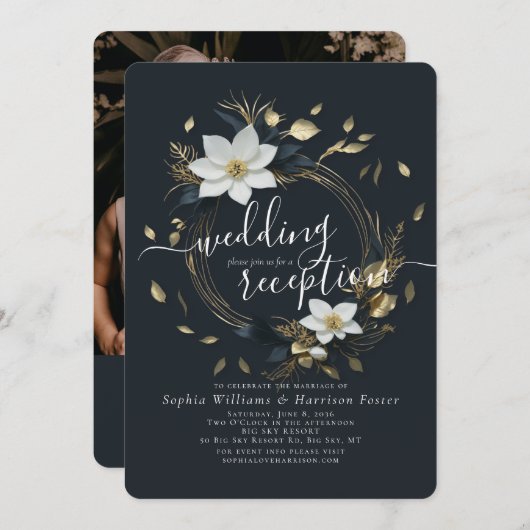 Foto für die Hochzeitsempfehlung mit weißem Gold-B Einladung (Vorne/Hinten)