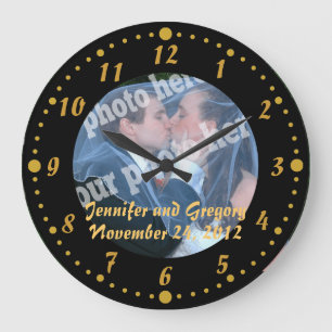 Foto für die Hochzeitsuhr - Protokoll für Schwarz  Große Wanduhr