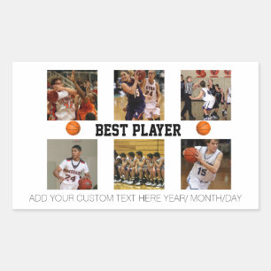 Foto für die Kollation von Basketball-Fotos Rechteckiger Aufkleber