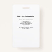 Foto für die Mitarbeiter-ID des Unternehmens-Logos Ausweis (Rückseite)