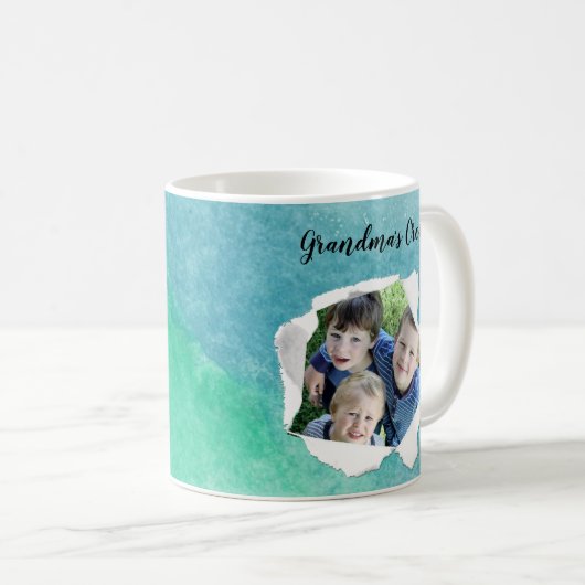 Foto für die Papierhalle Blau Grüne Farbe Kaffeetasse (VorderseiteRechts)