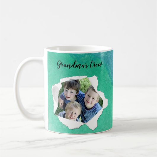 Foto für die Papierhalle Blau Grüne Farbe Kaffeetasse (Links)