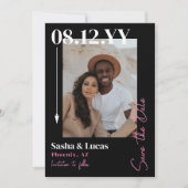 Foto für die Typografie von Schwarz-Rosa-Pfeil Sav Save The Date (Vorderseite)