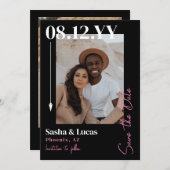 Foto für die Typografie von Schwarz-Rosa-Pfeil Sav Save The Date (Vorne/Hinten)