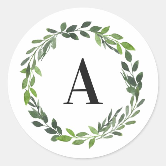 Foto für die Wasserfarben, initial / Monogramm Runder Aufkleber (Vorderseite)