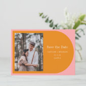 Foto für einfache geometrische rosa orangefarbene save the date (Stehend Vorderseite)