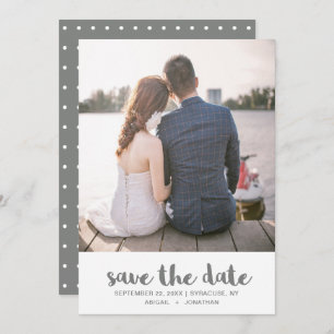 Foto für einfache graue und weiße Polka-Dots Save The Date