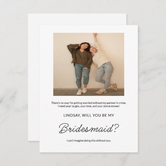 Foto für einfache und süße Bridesmaid-Vorschläge (Vorne/Hinten)