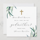 Foto für einfaches botanisches Cross-Godmata Einladung (Vorderseite)