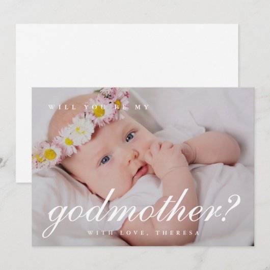 Foto für einfaches White Script Einladung (Vorne/Hinten)