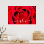 Foto für Elegante Rote Rose Blume Name Poster (Küche)