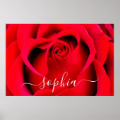 Foto für Elegante Rote Rose Blume Name Poster (Vorne)