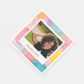 Foto für farbige Wasserfarbkreise und Punkte Serviette (Ecke)