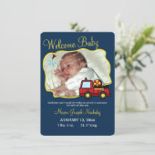 Foto für Feuerwehrfahrzeuge Geburtserklärung Ankündigung (Stehend Vorderseite)