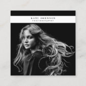 Foto für Firmenlogo Fotografen Schwarz-weiß Quadratische Visitenkarte (Vorderseite)