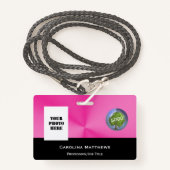 Foto für Firmenlogos Rosa Schwarz Ausweis (Vorderseite mit Schlüsselband)