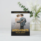 Foto für Goldfolie Save the Date Postkarte (Stehend Vorderseite)