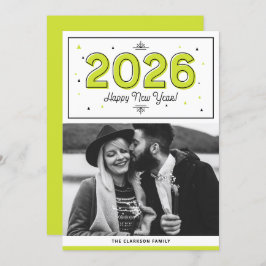 Foto für grüne geometrische Typografie - Glück im  Feiertagskarte