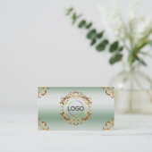 Foto für grüne Logos und QR-Code für die dekorativ Visitenkarte (Stehend Vorderseite)