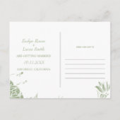 Foto für grüne und weiße Blume Save the Date Postkarte (Rückseite)