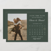 Foto für grünen Dezember-Kalender Save the Date Einladung (Vorne/Hinten)