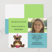 Foto für grünen und blauen Teddy Einladung (Vorne/Hinten)