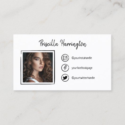 Foto für handgezeichnete Social Media-Icons Telefonnummerkarte (Vorderseite)