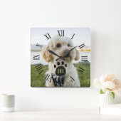 Foto für Haustiere mit benutzerdefinierter Familie Quadratische Wanduhr (Zuhause)