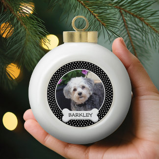 Foto für Haustiere mit Dog-Knochen - Schwarz-weiße Keramik Kugel-Ornament