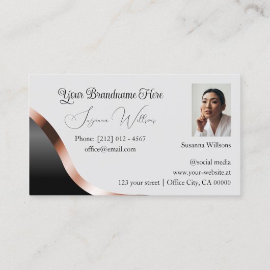 Foto für hellgraue schwarze Rose Gold Decoder-Logo Visitenkarte (Rückseite)