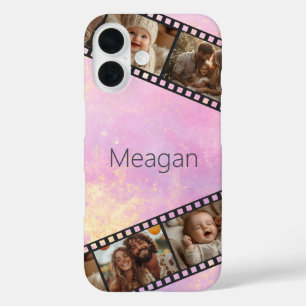 Foto für hellrosa und goldene Streifen iPhone 16 Hülle